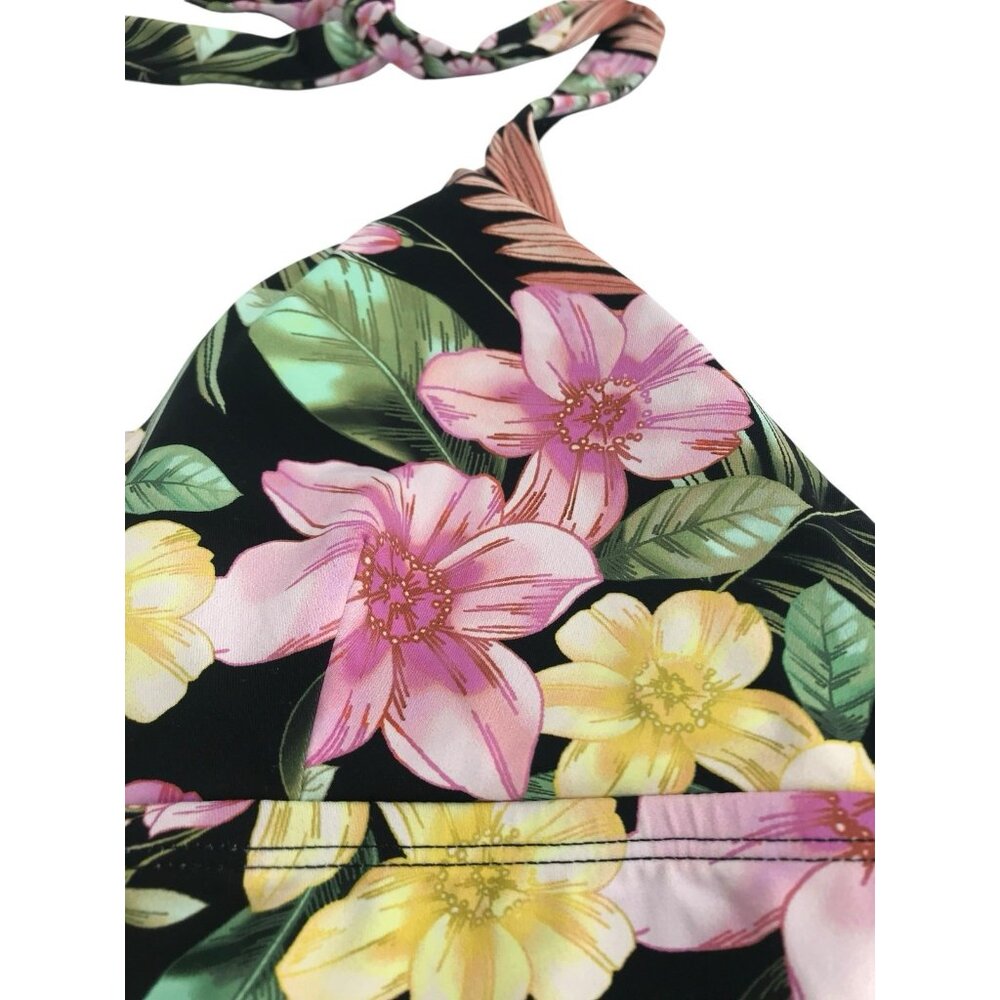 Amavi Tankini Swim Top Womens Size XS Floral Tropical Pink Black Yellow - Picture 4 of 9